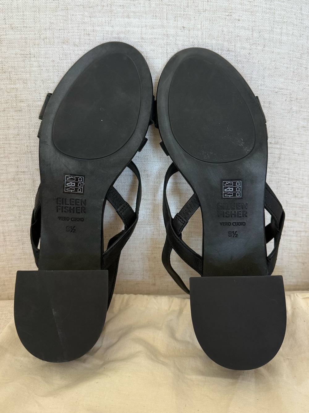 New Eileen Fisher Giga Block Heel Slingback Sandal Black Leather Women’s 9.5 - Picture 9 of 9